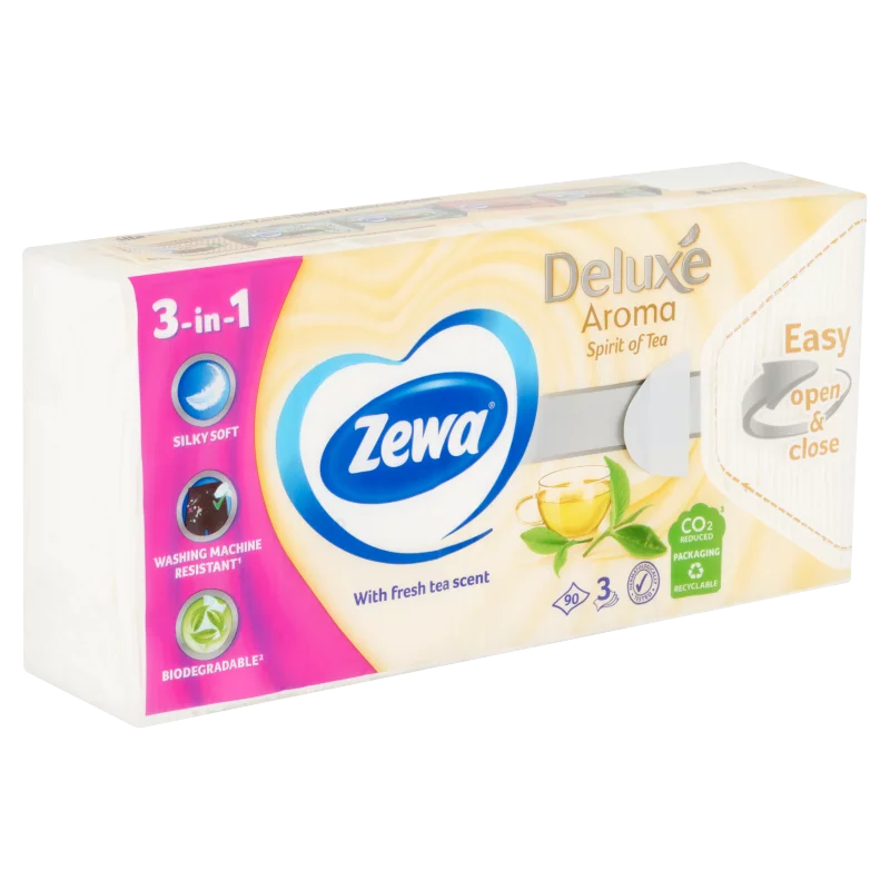 Zewa Deluxe Spirit of Tea illatosított papír zsebkendő 3 rétegű 90 db