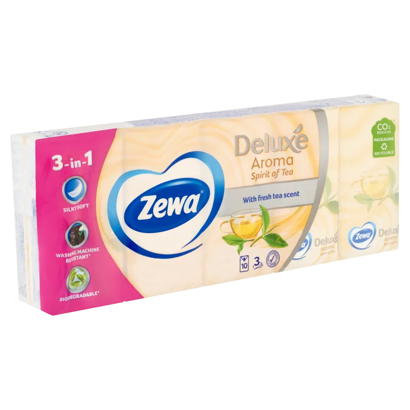 Zewa Deluxe Spirit of Tea illatosított papír zsebkendő 3 rétegű 10 x 10 db