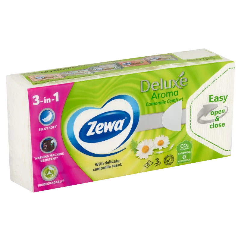 Zewa Deluxe Aroma Camomile Comfort illatosított papír zsebkendő 3 rétegű 90 db