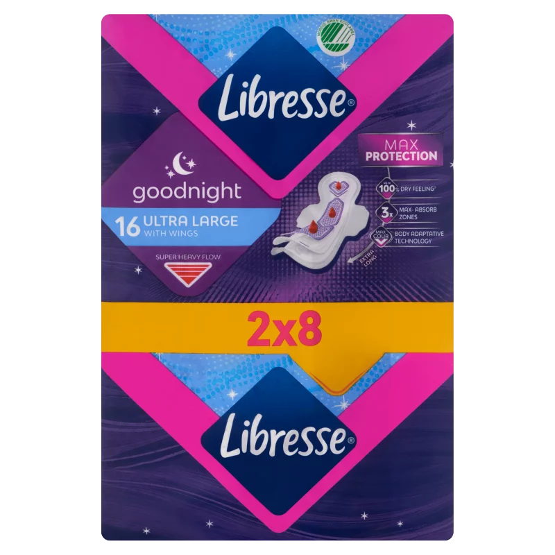 Libresse Goodnight Ultra Large szárnyas egészségügyi betét, éjszakai használatra 16 db