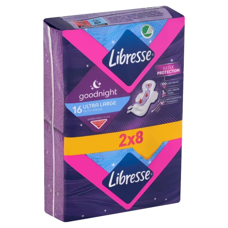 Libresse Goodnight Ultra Large szárnyas egészségügyi betét, éjszakai használatra 16 db