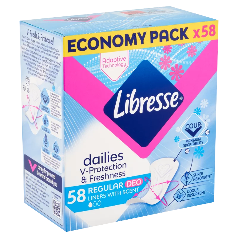Libresse Dailies V-Protection & Freshness Regular Deo illatosított tisztasági betét 58 db