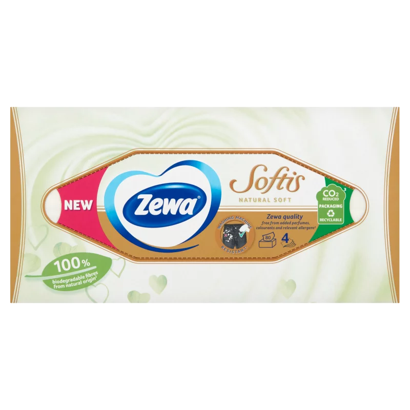 Zewa Softis Natural Soft dobozos papír zsebkendő 4 rétegű 80 db