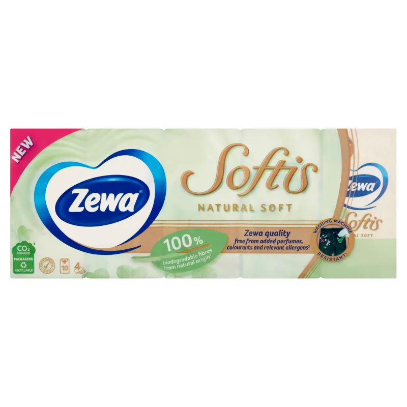 Zewa Softis Natural Soft papír zsebkendő 4 rétegű 10 x 9 db