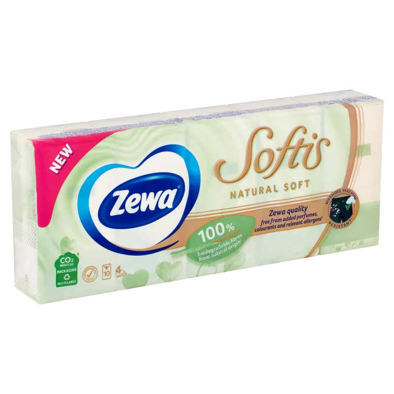 Zewa Softis Natural Soft papír zsebkendő 4 rétegű 10 x 9 db
