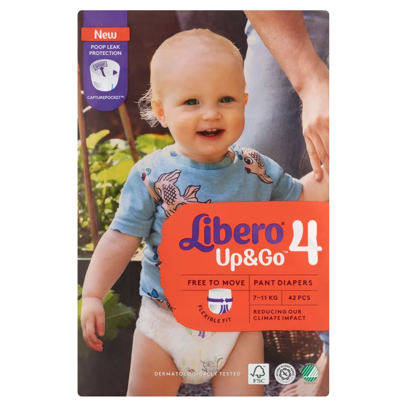 Libero Up&Go egyszerhasználatos bugyipelenka, méret: 4, 7-11 kg, 42 db