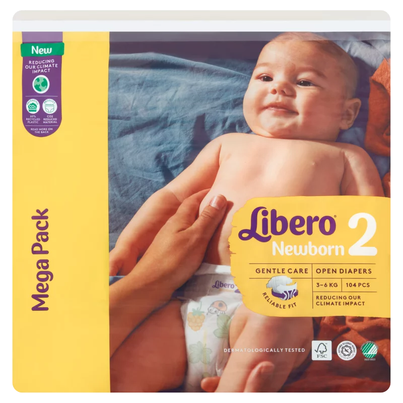 Libero Newborn egyszerhasználatos pelenkanadrág, méret: 2, 3-6 kg, 104 db