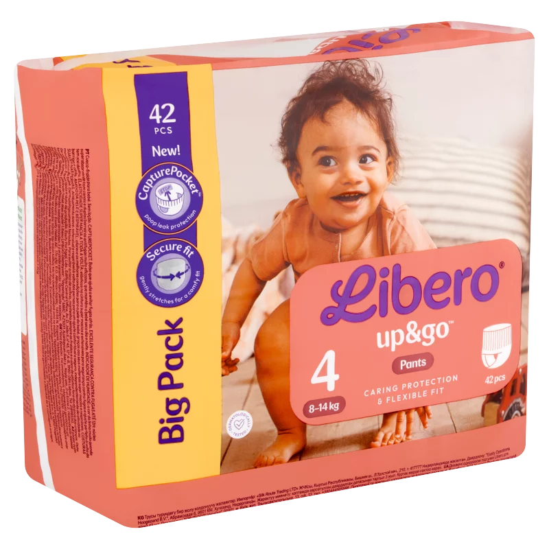 Libero Up&Go egyszerhasználatos bugyipelenka, méret: 4, 8-14 kg, 42 db
