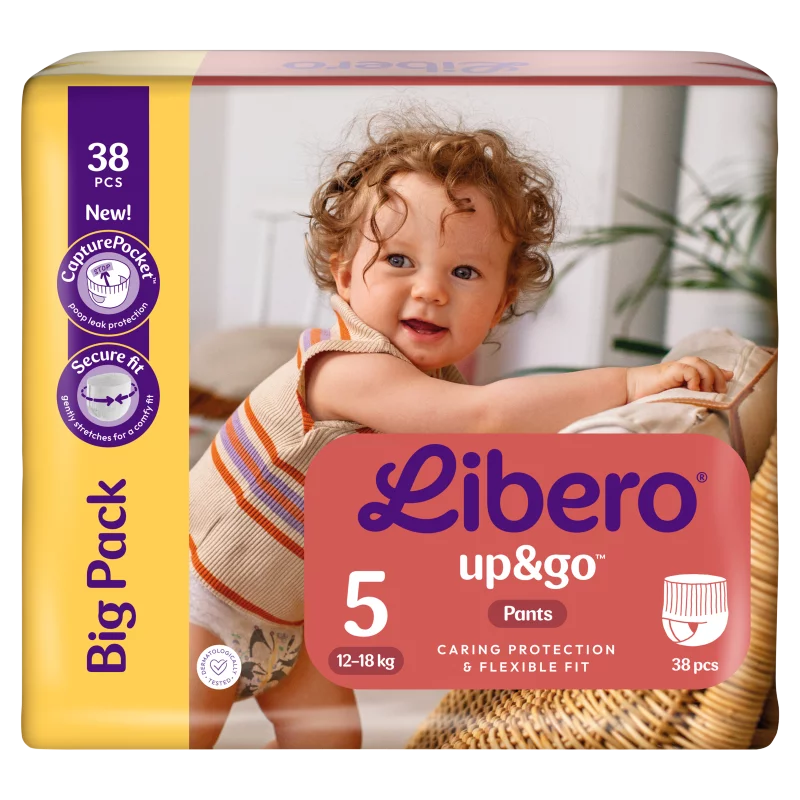 Libero Up&Go egyszerhasználatos bugyipelenka, méret: 5, 12-18 kg, 38 db