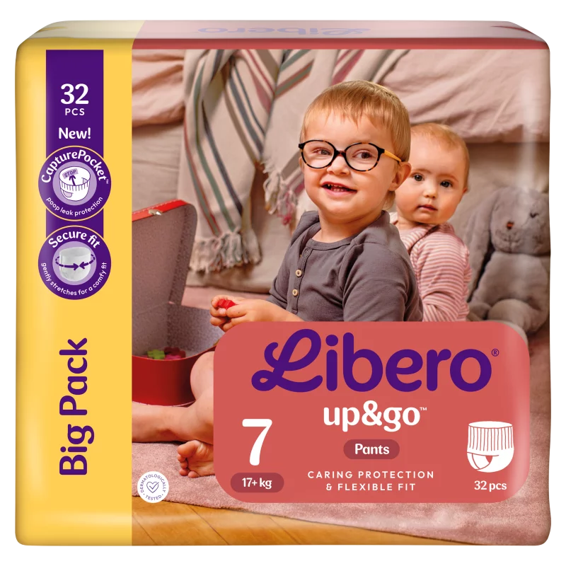 Libero Up&Go egyszerhasználatos bugyipelenka, méret: 7, 17+ kg, 32 db