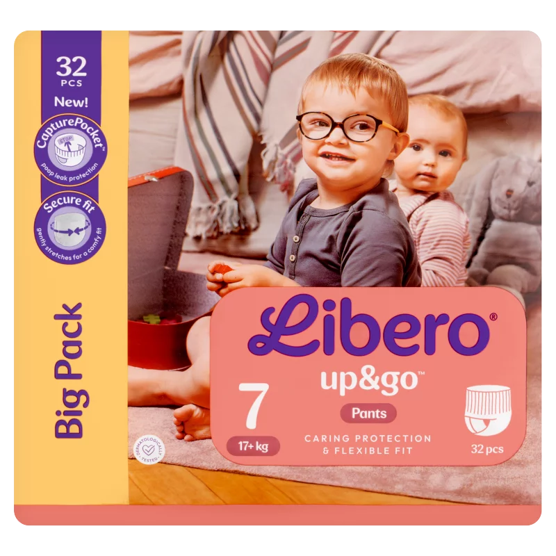 Libero Up&Go egyszerhasználatos bugyipelenka, méret: 7, 17+ kg, 32 db