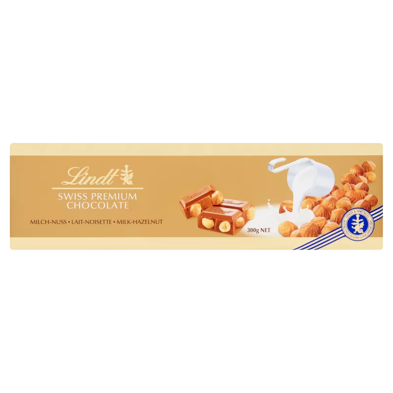 Lindt svájci tejcsokoládé pörkölt egész mogyoróval 300 g