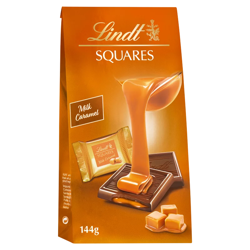 Lindt Squares tejcsokoládé karamellás töltelékkel 9 db 144 g 