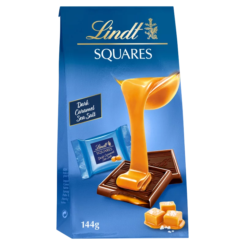Lindt Squares étcsokoládé sós karamella töltelékkel 9 db 144 g 
