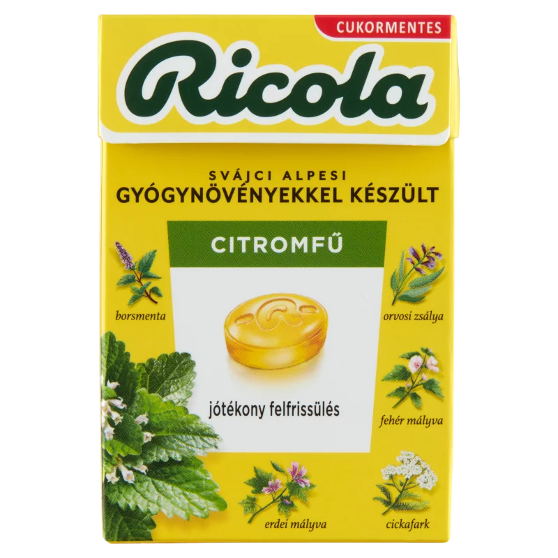 Ricola Citromfű cukormentes svájci gyógynövény cukorkák édesítőszerekkel 40 g