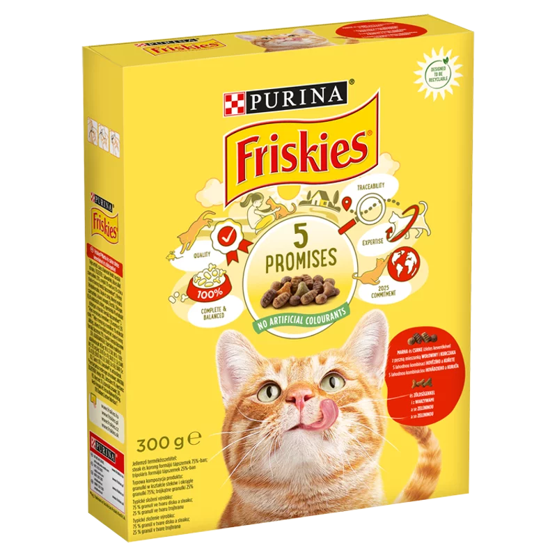 Friskies száraz macskaeledel marhával, csirkével és zöldségekkel 300 g