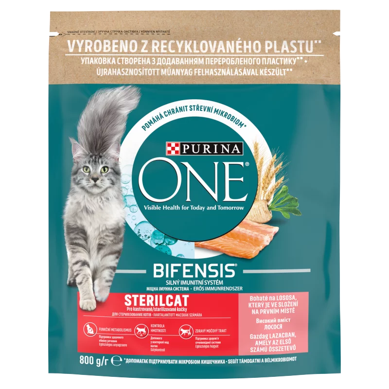 Purina One Sterilcat lazacban és búzában gazdag száraz macskaeledel 800 g