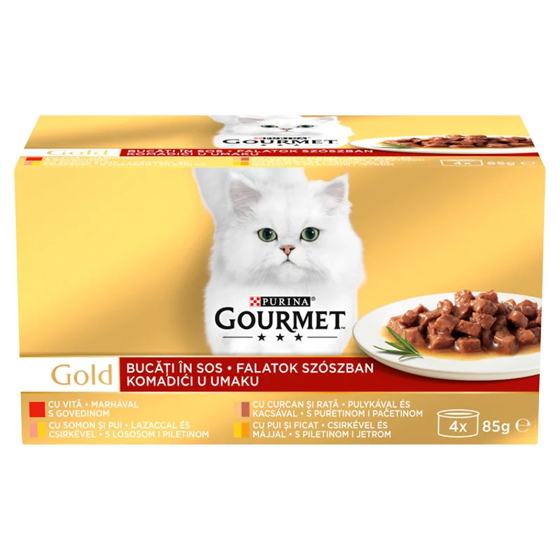 Purina Gourmet Gold falatok szószban nedves macskaeledel 4 x 85 g
