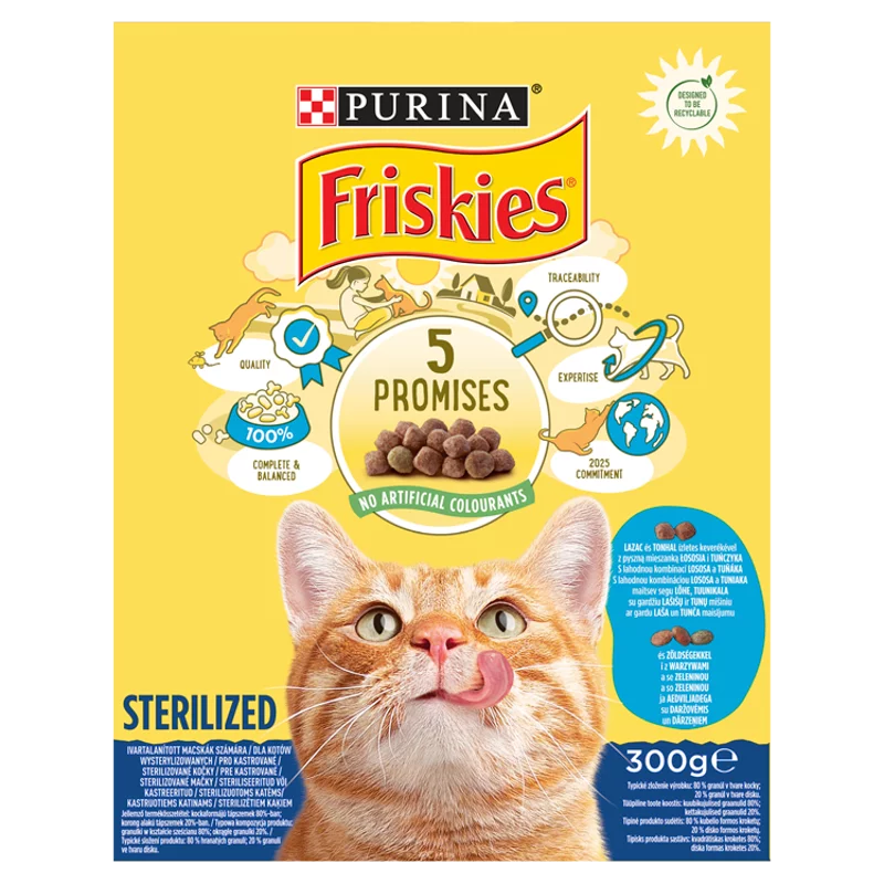 Purina Friskies Steril lazaccal és zöldségekkel száraz macskaeledel 300 g