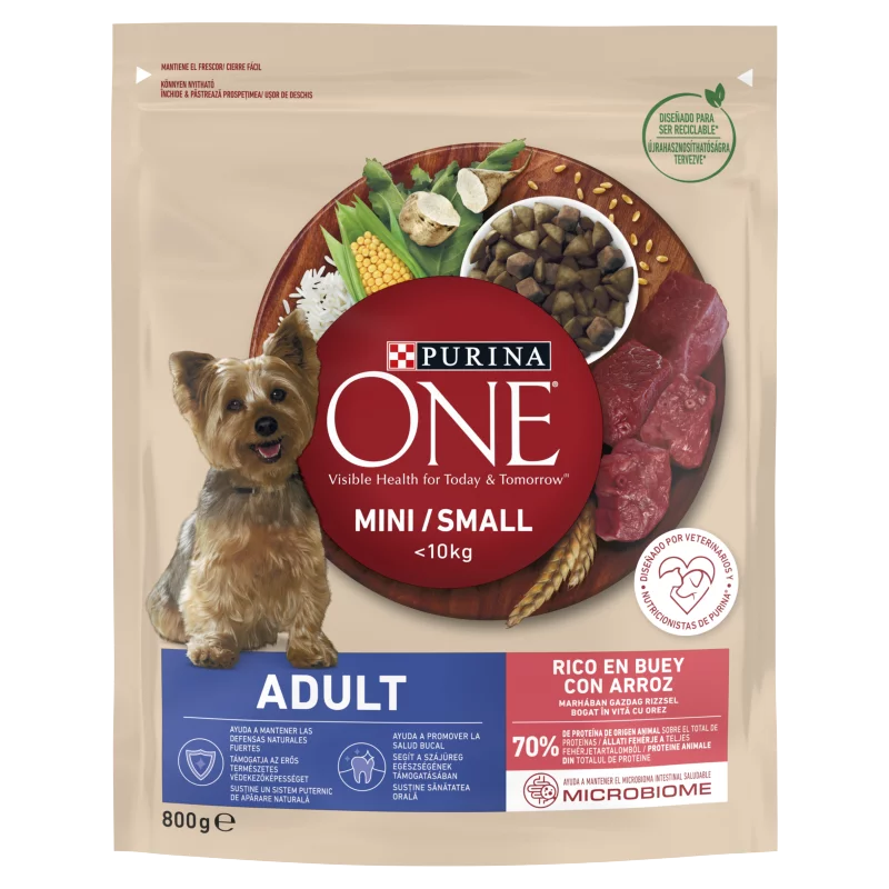 Purina One teljes értékű állateledel felnőtt kutyák számára marhában gazdag rizzsel 800 g