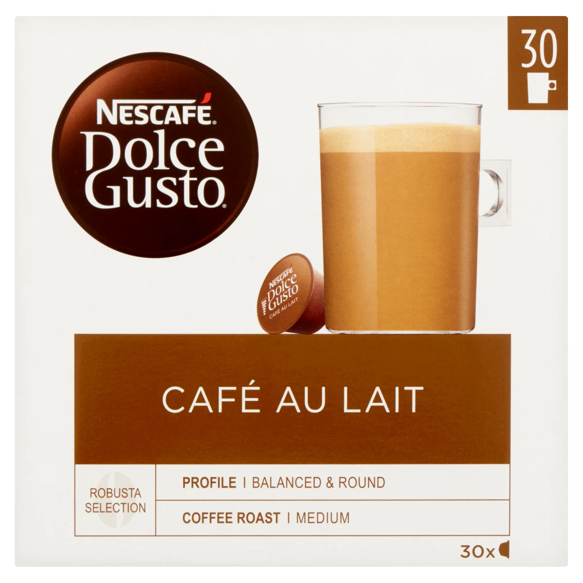 Nescafé Dolce Gusto Café au Lait tejes kávékapszula 30 db/30 csésze 300 g