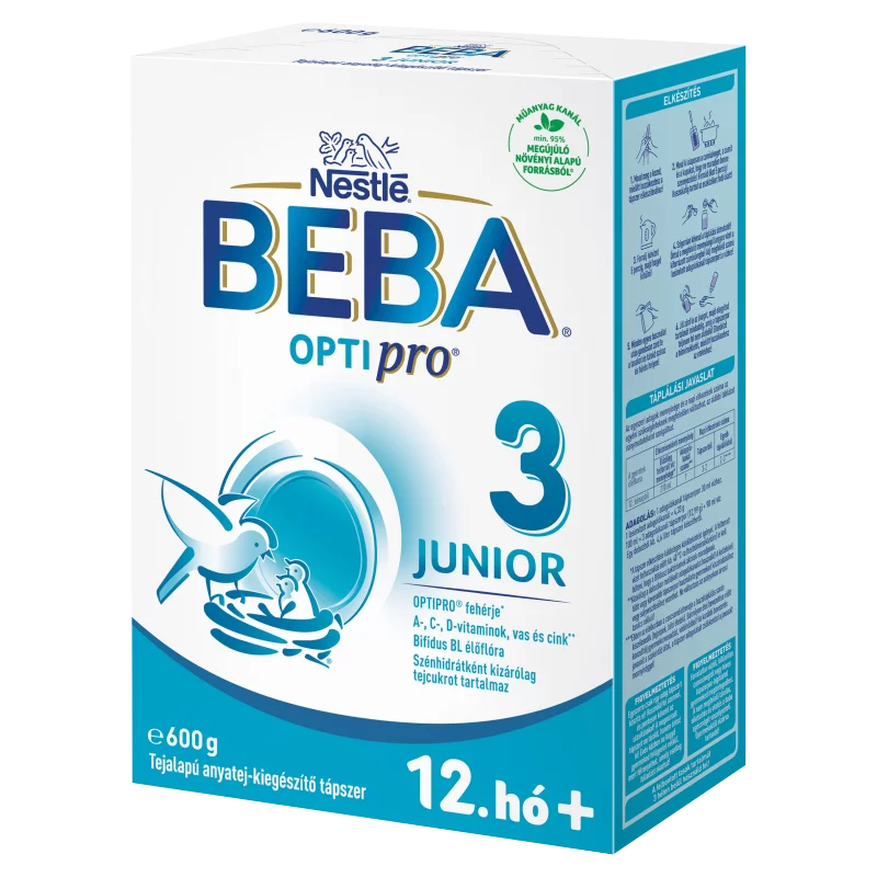 Beba Optipro 3 Junior tejalapú anyatej-kiegészítő tápszer 12. hó+ 600 g