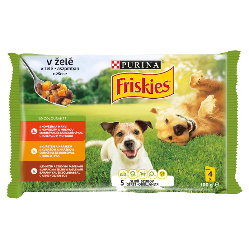 Friskies teljes értékű állateledel felnőtt kutyák számára aszpikban 4 x 100 g (400 g)
