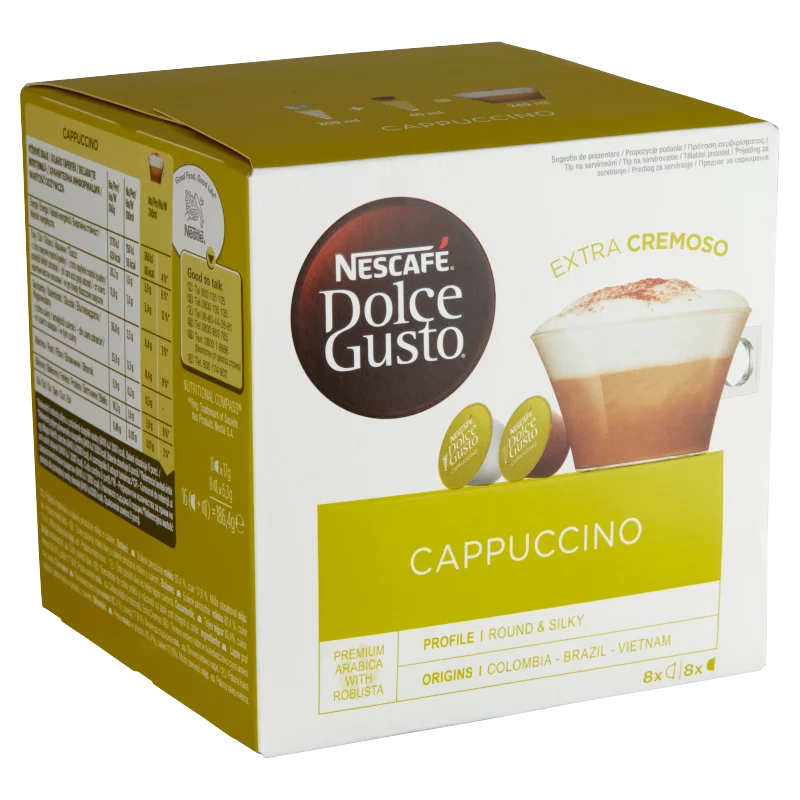 NESCAFÉ Dolce Gusto Cappuccino tej- és kávékapszula cukorral 16 db 186,4 g