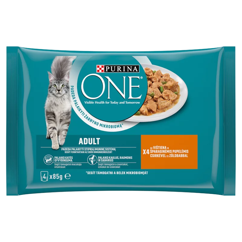 Purina One csirkével és zöldbabbal nedves macskaeledel 4 x 85 g (340 g)