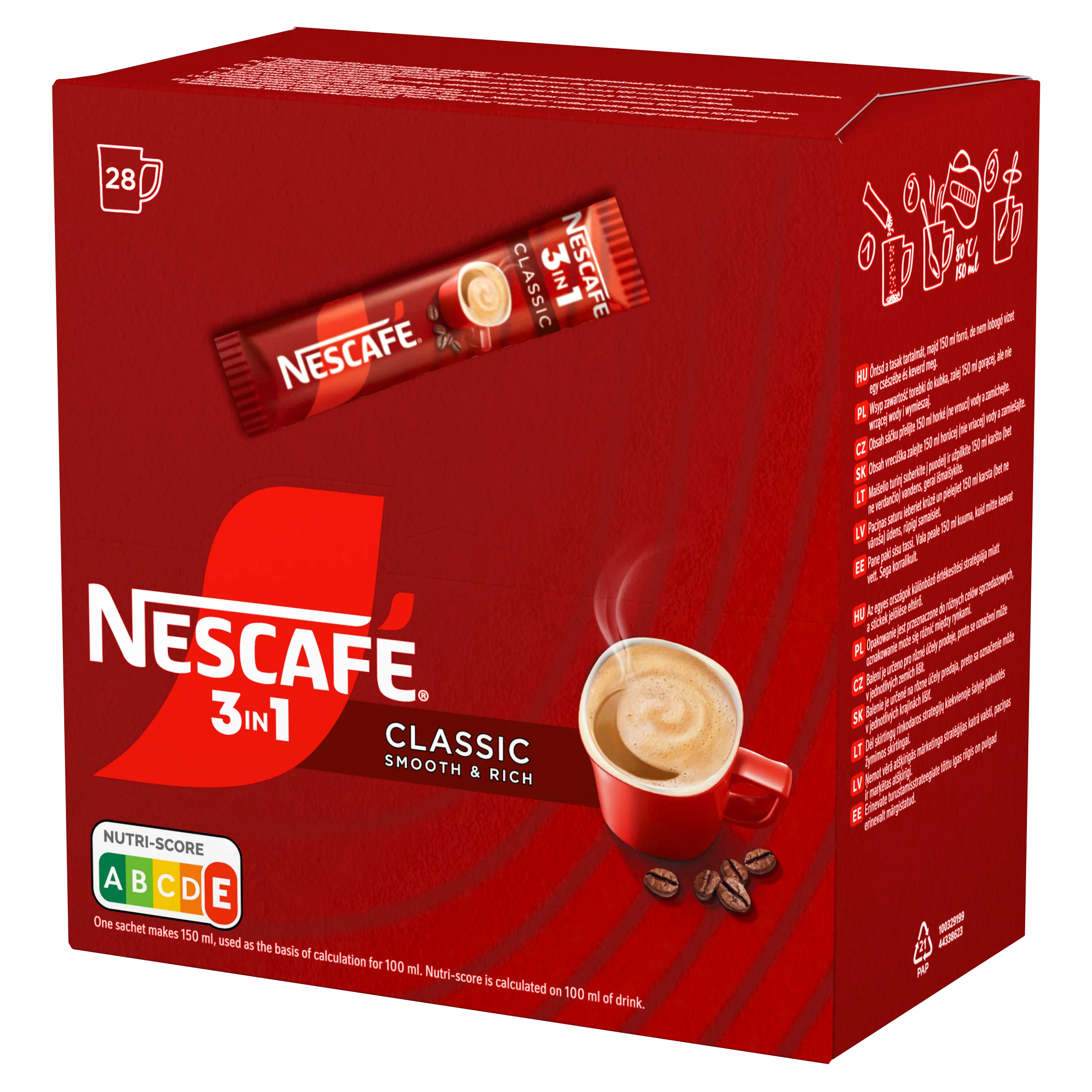 Nescafé 3in1 instant kávé 28x16,5g classic dobozos