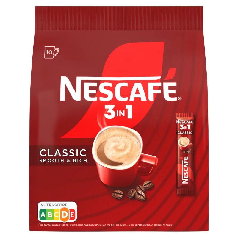 NESCAFÉ 3in1 Classic Smooth & Rich azonnal oldódó kávéspecialitás 10 x 16,5 g (165 g)