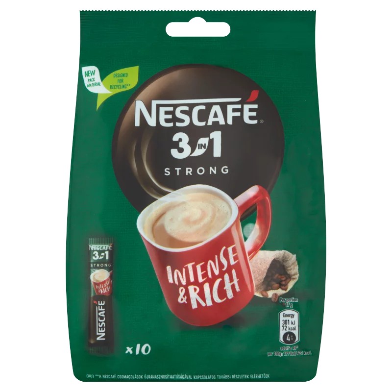 Nescafé 3in1 Strong azonnal oldódó kávéspecialitás 10 x 17 g (170 g)
