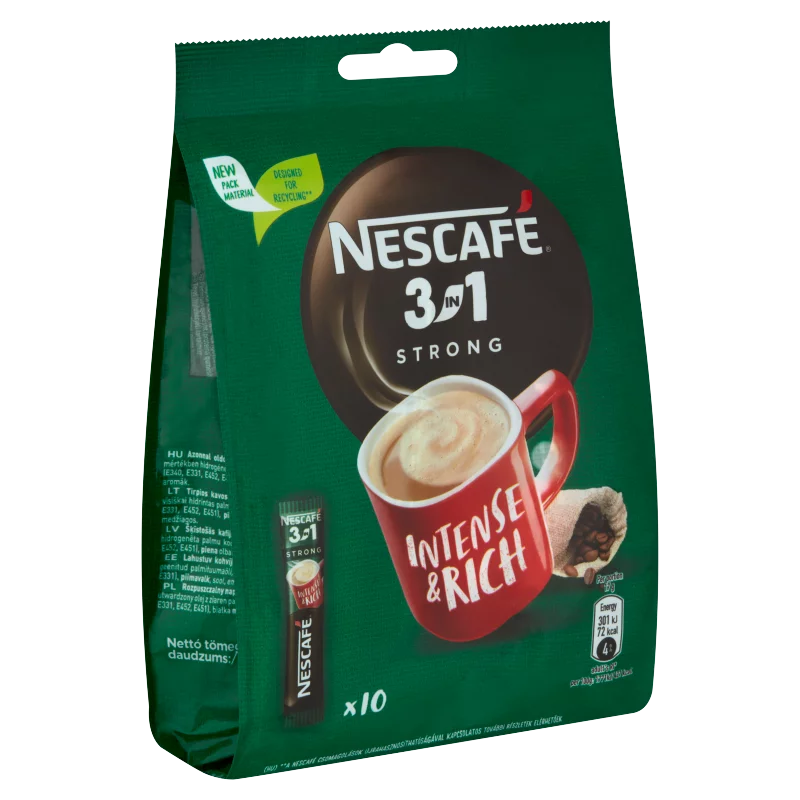 Nescafé 3in1 Strong azonnal oldódó kávéspecialitás 10 x 17 g (170 g)