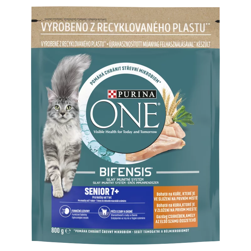 Purina One Bifensis Senior 7+ teljes értékű állateledel 7 éves és idősebb macskák számára 800 g