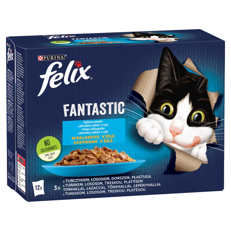 Felix Fantastic Halas Válogatás aszpikban nedves macskaeledel 12 x 85 g (1,02 kg)