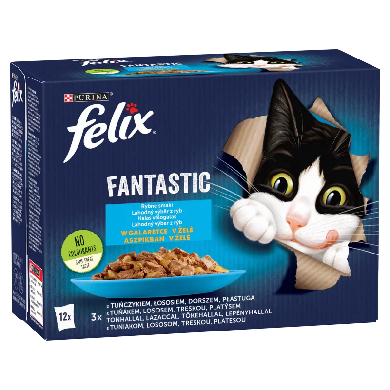 Purina Felix Fantastic halas válogatás aszpikban nedves macskaeledel 12 x 85 g (1,02 kg)