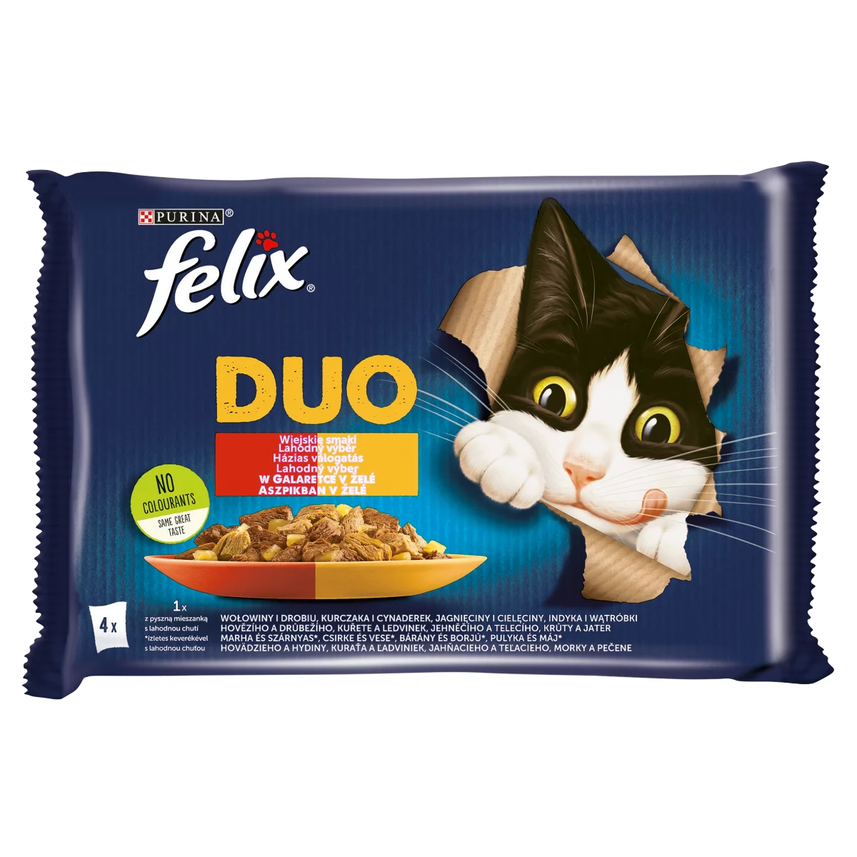Felix Sensations Duo Házias Válogatás aszpikban nedves macskaeledel 4 x 85 g (340 g)