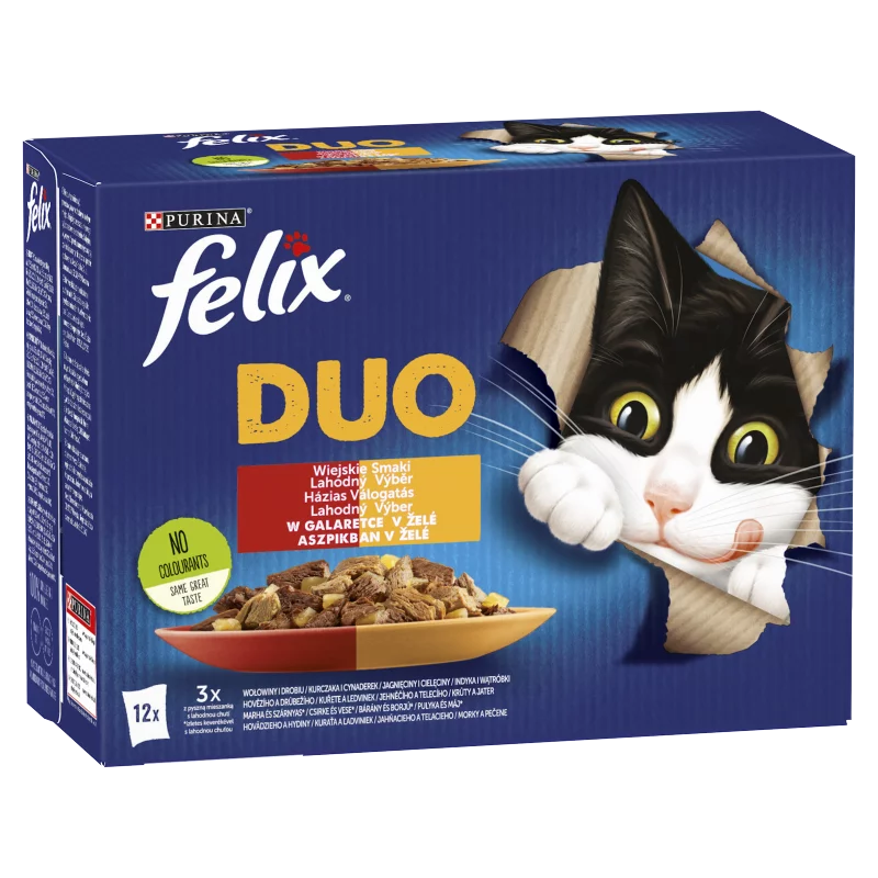 Purina Felix Fantastic Duo házias válogatás aszpikban nedves macskaeledel 12 x 85 g (1,02 kg)