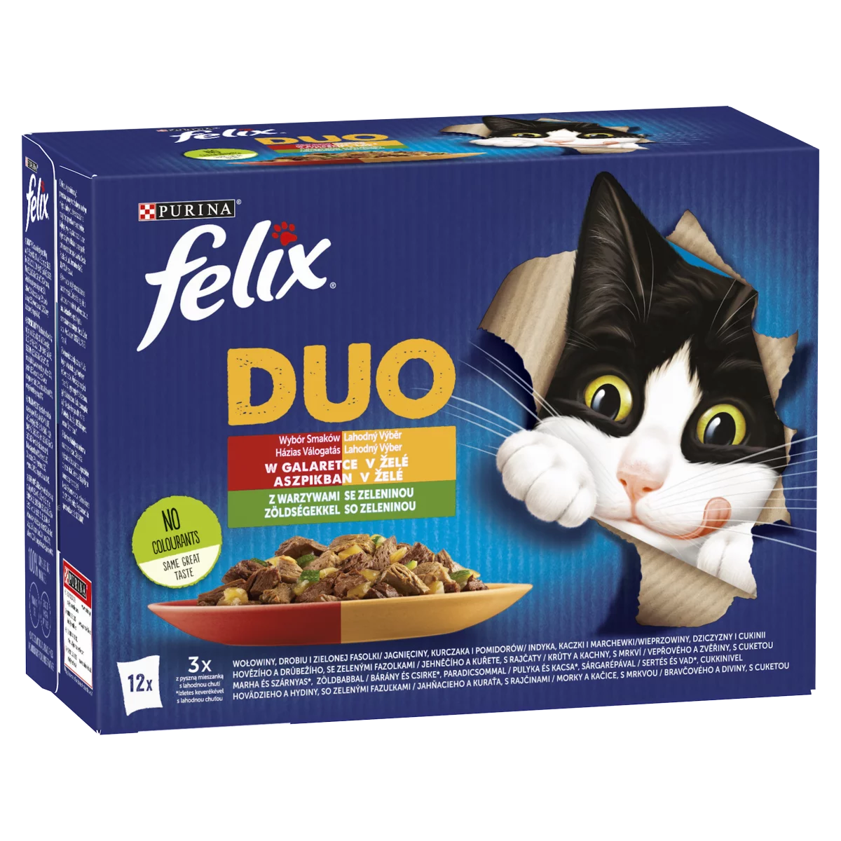 Felix Fantastic Duo Házias Válogatás zöldséggel aszpikban nedves macskaeledel 12 x 85 g (1,02 kg)