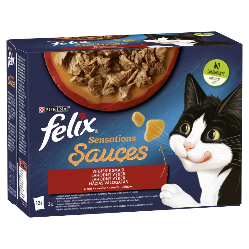 Purina Felix Sensations Sauces házias válogatás szószban nedves macskaeledel 12 x 85 g