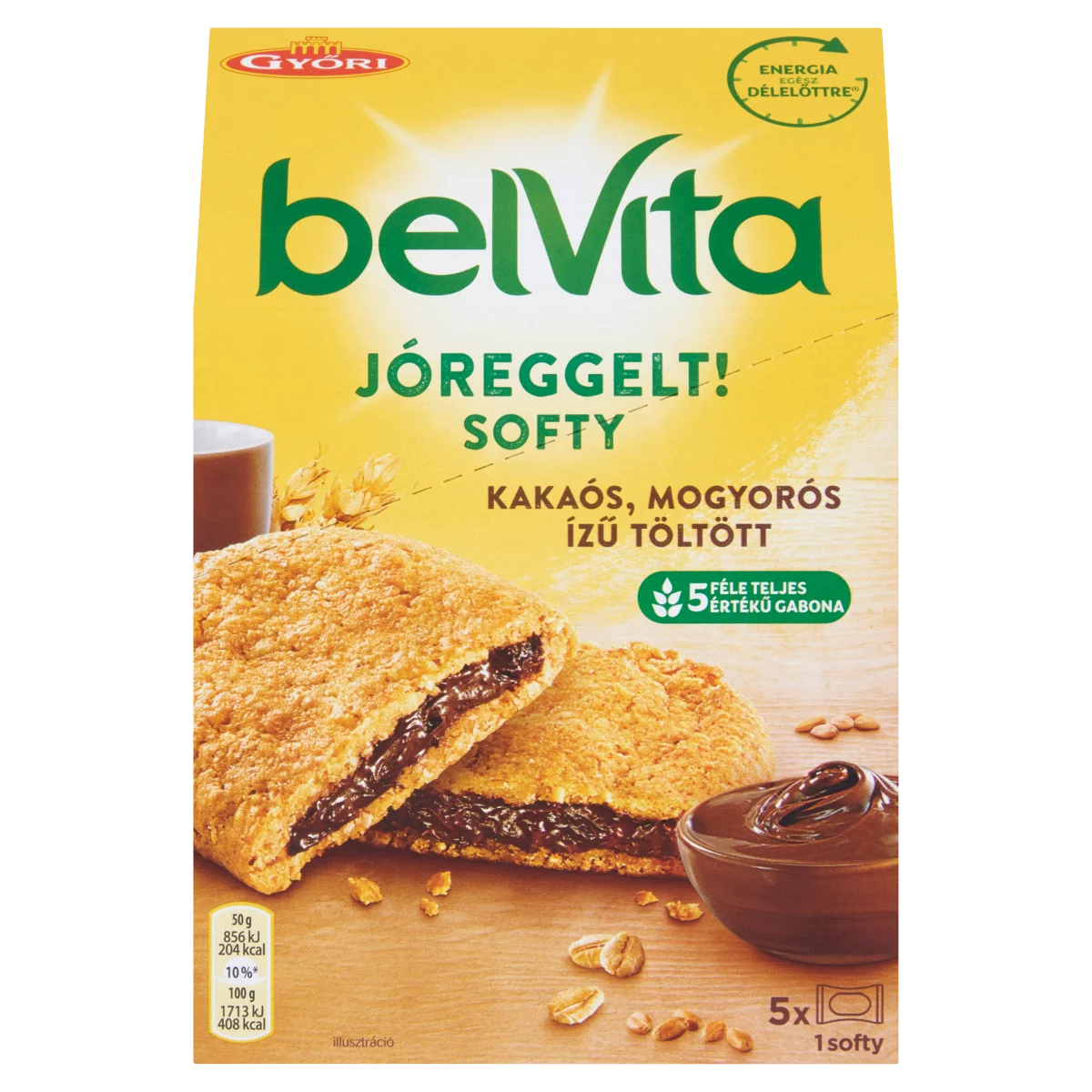 Belvita JóReggelt! Softy gabonás keksz mogyorós ízű kakaós töltelékkel 5 db 250 g
