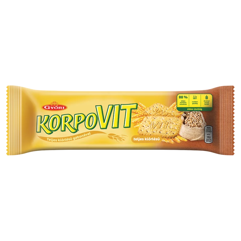 Győri Korpovit ropogós, édes keksz teljes kiőrlésű gabonával 174 g