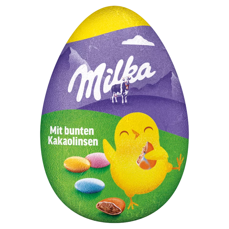 Milka alpesi tejcsokoládé figura belsejében színes cukorbevonatú kakaós drazséval 50 g