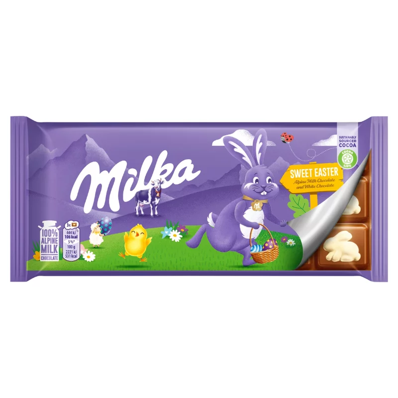 Milka táblás tejcsokoládé 90g húsvéti
