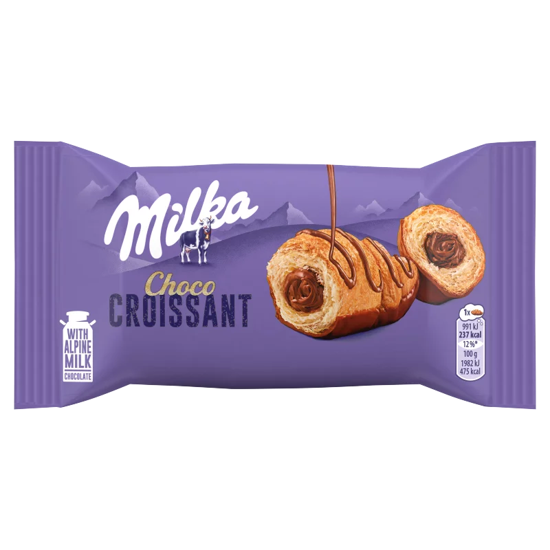 Milka Choco croissant alpesi tej felhasználásával készült tejcsokoládés töltelékkel 50 g