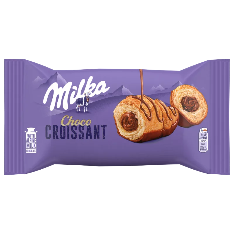 Milka Choco croissant alpesi tej felhasználásával készült tejcsokoládés töltelékkel 50 g