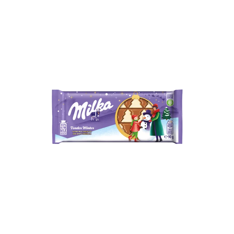 MILKA TEJ- ÉS FEHÉRCSOKOLÁDÉ TÁBLÁS CSOKOLÁDÉ 90 g