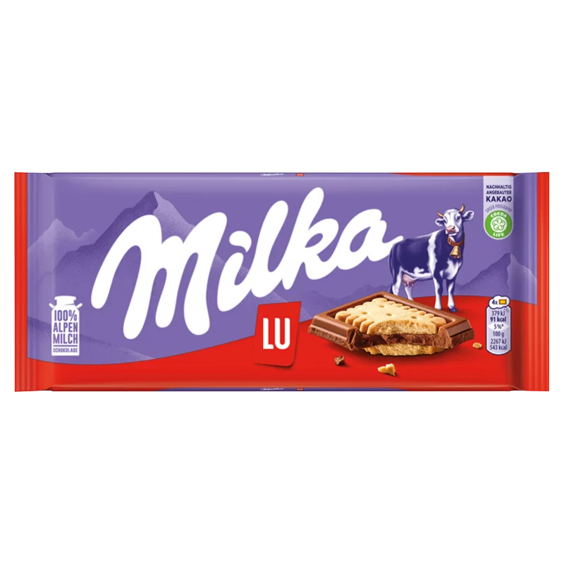 Milka alpesi tejcsokoládé ropogós keksszel 87 g