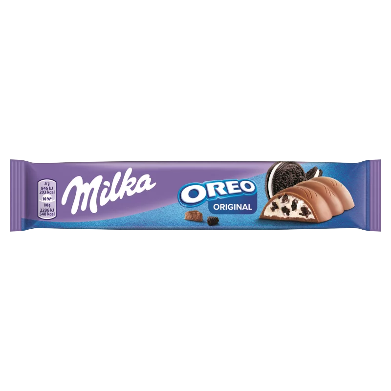 Milka & Oreo alpesi tejcsokoládé kakaós kekszdarabokkal és vaníliaízű tejes krémtöltelékkel 37 g