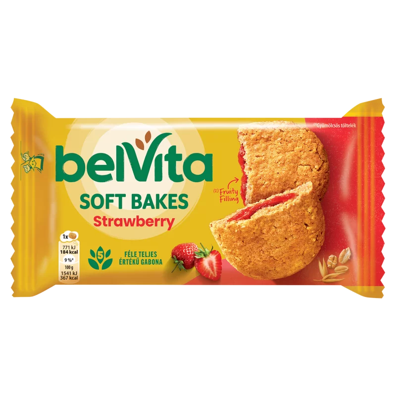Belvita Soft Bakes gabonás keksz epres töltelékkel 50 g